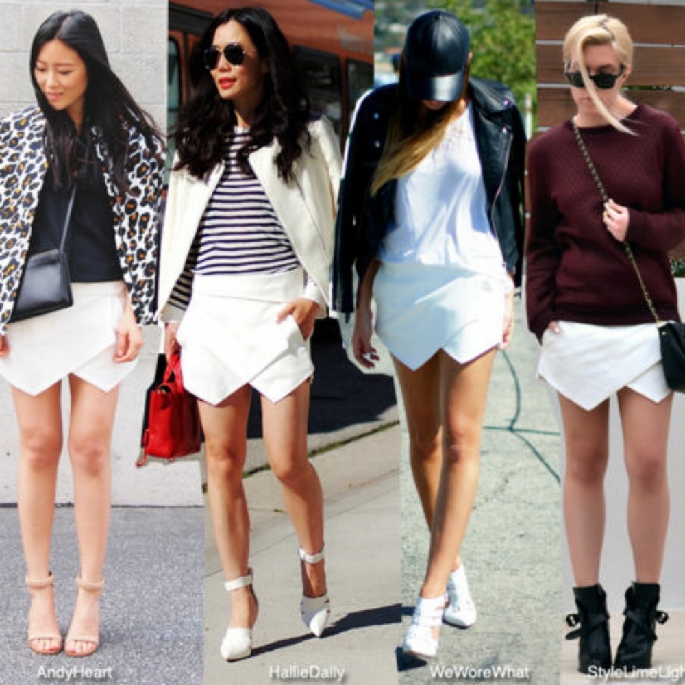 Zara WHITE wrap skort shorts skirt